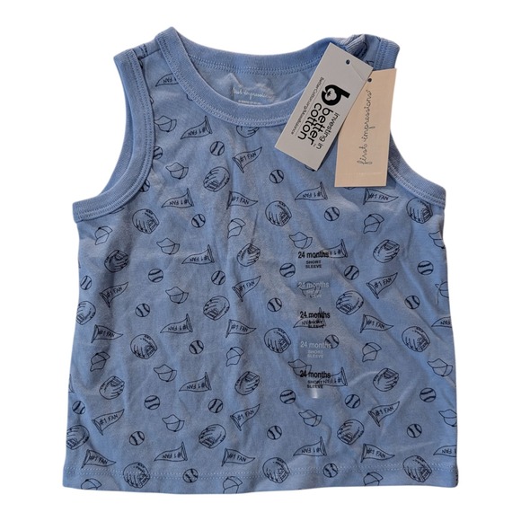 BBC-1 First Impressions Toddler Baseball Tank Top 24m - Blue‎ Whisper - Picture 1 of 3